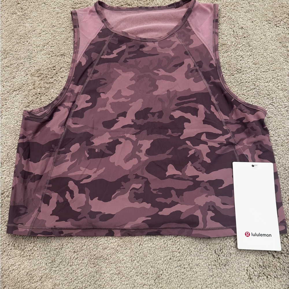 NWT Lululemon Sculpt Cropped Tank Lightweight Size 6 ICPT Purple Camo